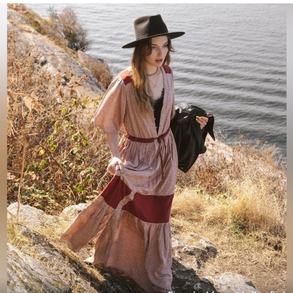 Bohemian Red and Cream Maxi Dress - Picture 2 of 14